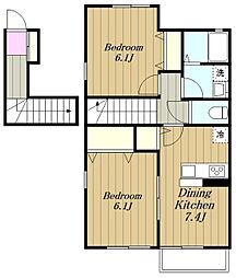 西鶴間KIガーデンズ壱番館 2LDKの間取図画像