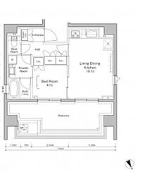 プラウドフラット浅草橋3 10階1LDKの間取り