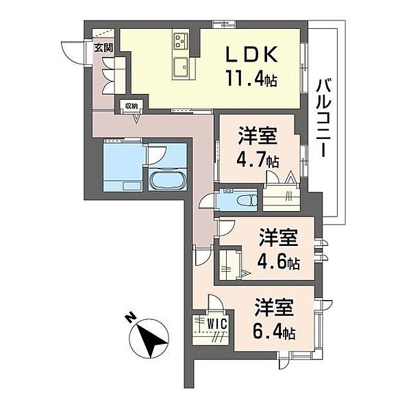 アンビシア大原 00201｜神奈川県川崎市高津区新作１丁目(賃貸マンション3LDK・2階・70.66㎡)の写真 その2