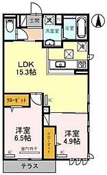 クラシスト今川 2LDKの間取図画像