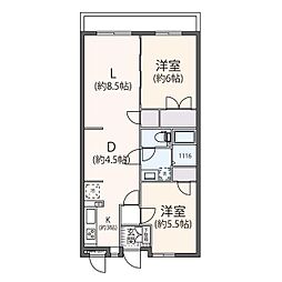 グランドステータス相武台 2LDKの間取図画像