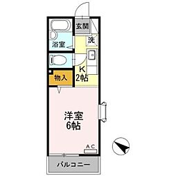 スクエア高砂 1Kの間取図画像