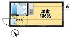 ハイグレースパート1 ワンルームの間取図画像