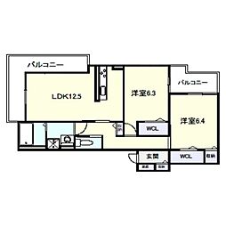 YourMaison粉浜駅前 2LDKの間取図画像