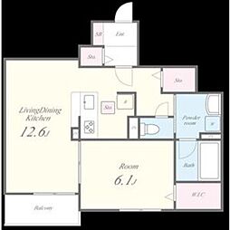 寅林様マンション 1LDKの間取図画像