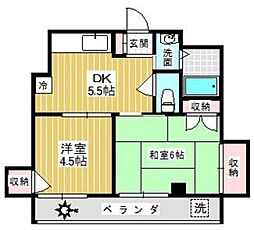 ソマール西竹の塚 2DKの間取図画像