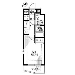 プレール・ドゥーク下丸子 1Kの間取図画像