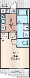 EVERA大倉山 1Kの間取図画像