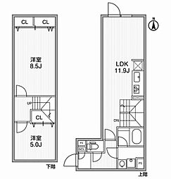 リーガランド神楽坂 2LDKの間取図画像