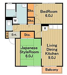 アネックス・マルヤマ 2LDKの間取図画像