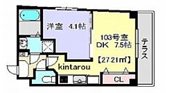アウル 1DKの間取図画像