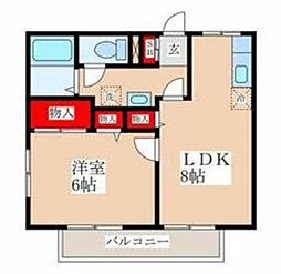 アーバンライフＢ 1階1LDKの間取り