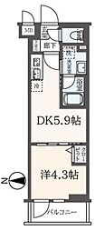 ハーモニーレジデンス東新宿 1DKの間取図画像