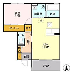 J・HOUSEA 1LDKの間取図画像