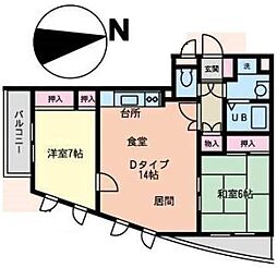 アーバンプレイス橋本 2LDKの間取図画像