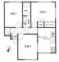 ボヌール与野本町 3DKの間取図画像