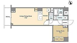 ディームス初台II 1階ワンルームの間取り