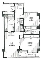 サニーコート都立大 2LDKの間取図画像