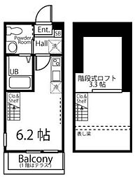 ハーミットクラブハウスPagurus ワンルームの間取図画像