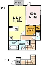 ベル・エスパース 1LDKの間取図画像