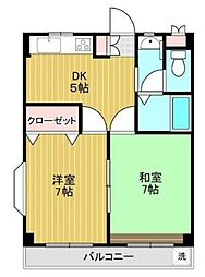 三恵コーポ 2DKの間取図画像