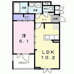 ウィンフィールド博多南 1LDKの間取図画像