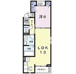 ノース・ジェルメ 1階1LDKの間取り