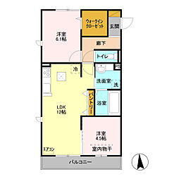 パーク・MIZUKI 2LDKの間取図画像
