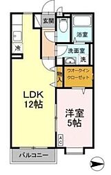 ボヌール 1階1LDKの間取り
