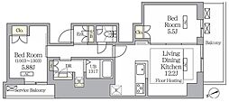 ヴェント四谷 2LDKの間取図画像