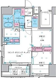 ジェノヴィア浅草2スカイガーデン 2LDKの間取図画像