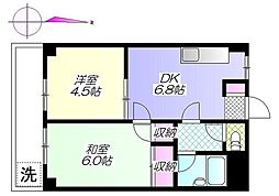 グランダー60ニレイ 2DKの間取図画像
