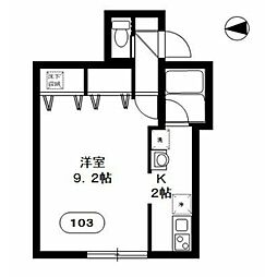 カーサグランデ 1Kの間取図画像