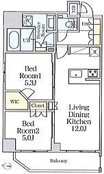 CRESTCOURT錦糸町 2LDKの間取図画像