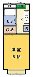 ヒルズ北葛西B 1Kの間取図画像