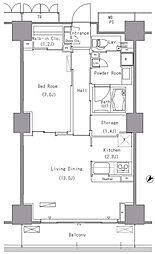 パークアクシス豊洲 4階1LDKの間取り
