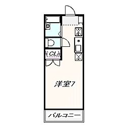 レオパレスネゴロ1 ワンルームの間取図画像