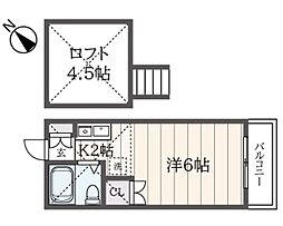 ドミールワダ 2階1Kの間取り
