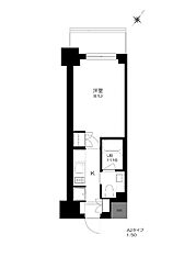 都営大江戸線 勝どき駅 徒歩9分の賃貸マンション 3階1Kの間取り