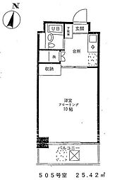 カーサリーナ千駄木 1Kの間取図画像