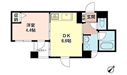 フォレスト弥生 2階1DKの間取り