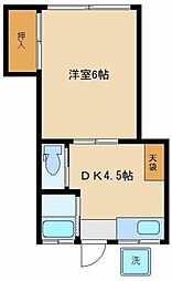 みどり荘 1DKの間取図画像