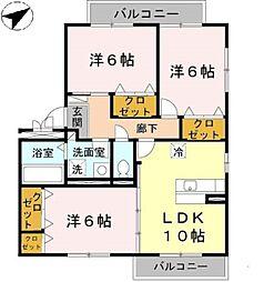 クレールEast 3LDKの間取図画像