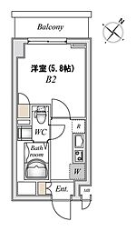 N-StageInagi 1Kの間取図画像