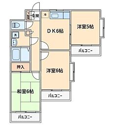 サンヒルズ2 3DKの間取図画像