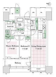 パークコート文京小石川ザタワー 2LDKの間取図画像