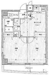 パークウェル東中野 2DKの間取図画像