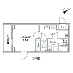 SKYGRANDEAOTO 1Kの間取図画像