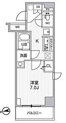 HF曳舟レジデンス 2階1Kの間取り