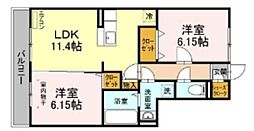 コーポスカイG 2LDKの間取図画像